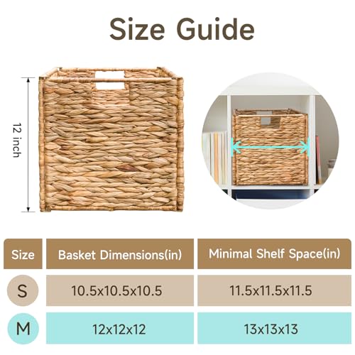 Wicker Cube Storage Baskets with Handles, Set of 4, 12x12x12 Inch G282683