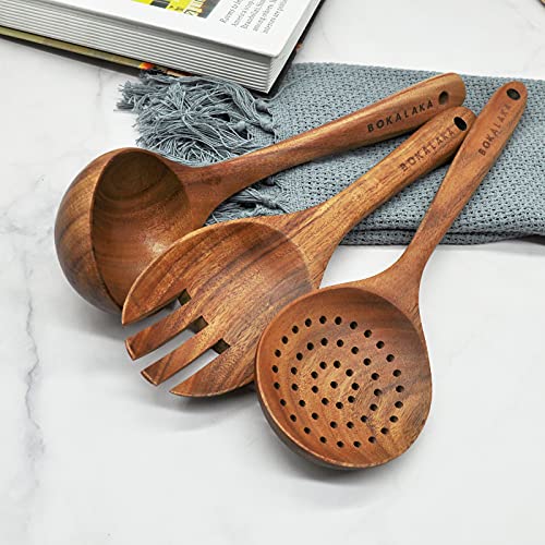 Natural Teak Wooden Spoons for Cooking, 10-Piece Kitchen Utensil Set I607645