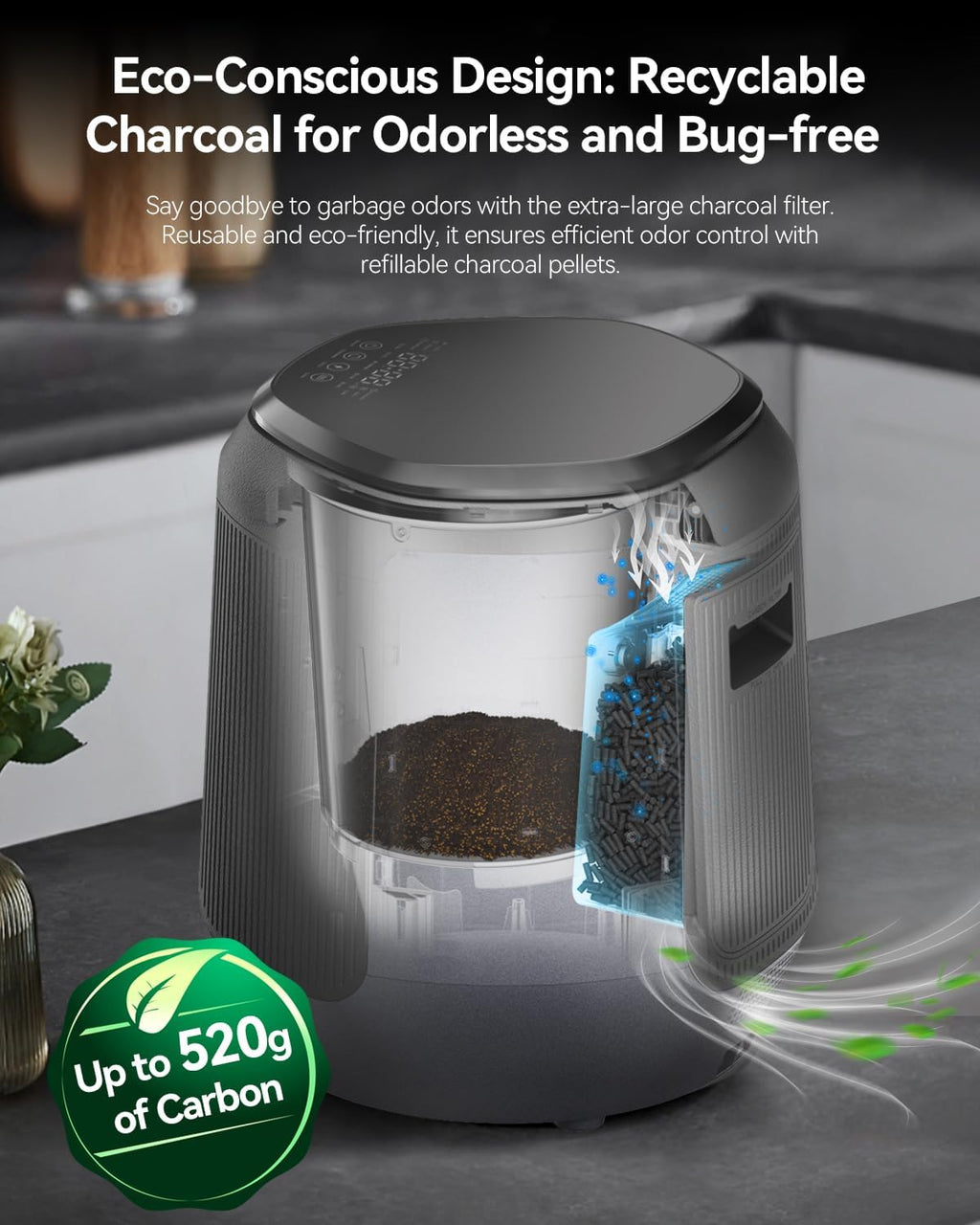 Kitchen Countertop Electric Composter, 4.2L Odorless Quiet Q1796