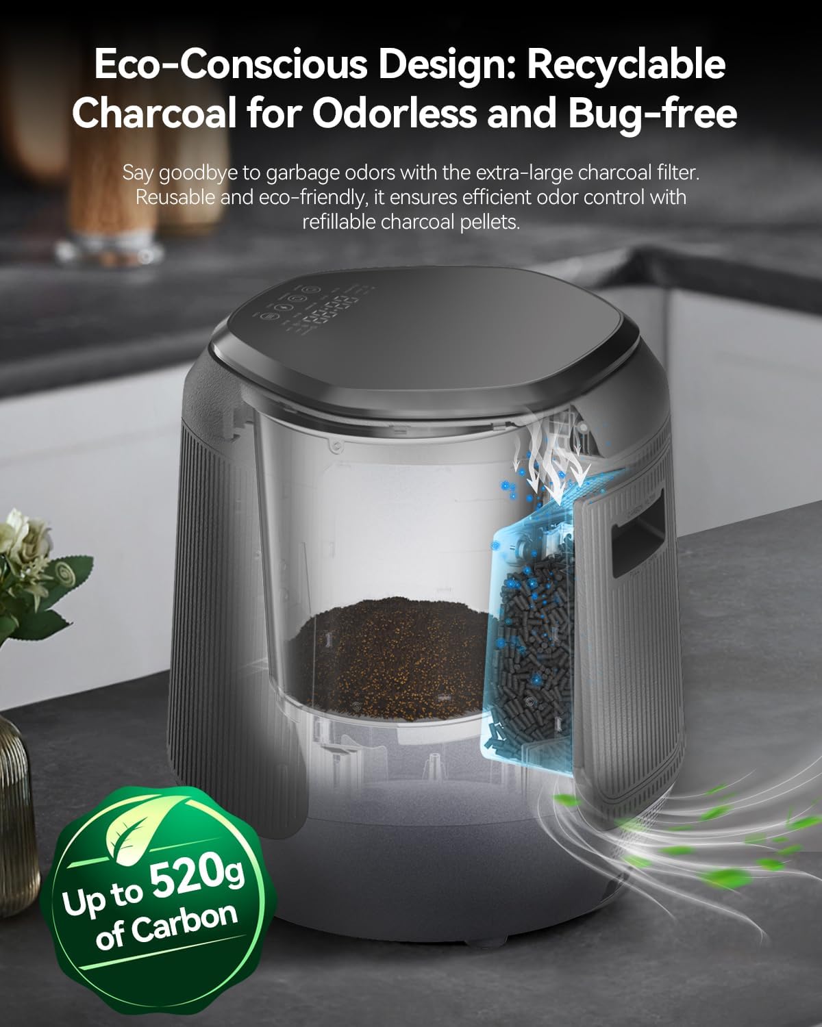 Kitchen Countertop Electric Composter, 4.2L Odorless Quiet Q1796