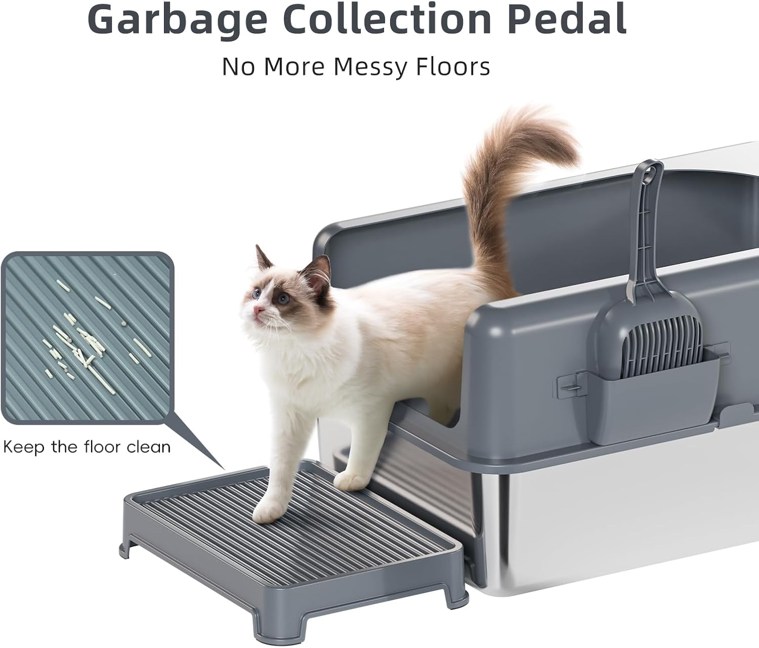 Stainless Steel Cat Litter Box with Lid, Extra Large, Easy to Clean G75117