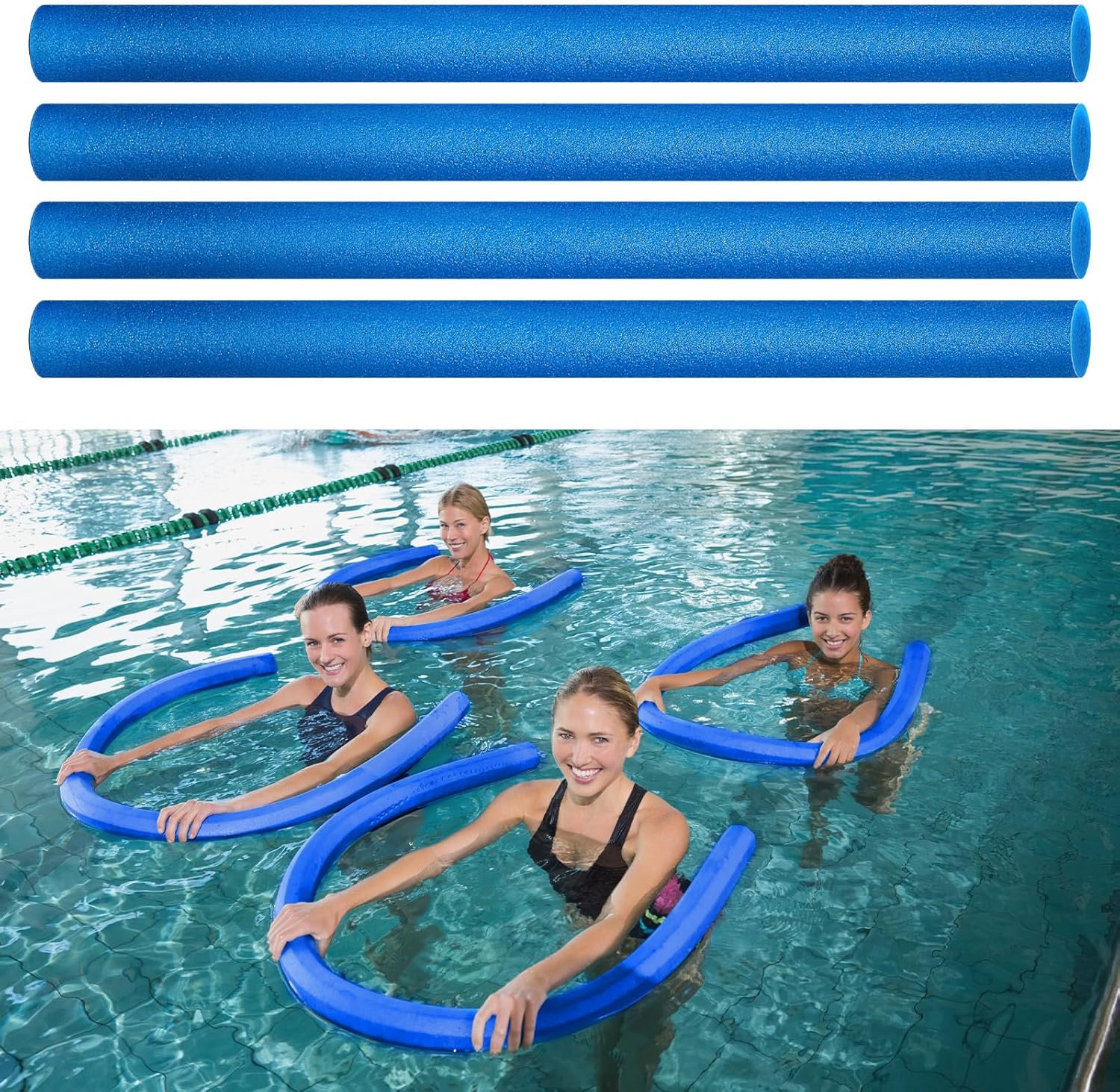 Honoson 8 pieces Jumbo Swimming Pool Noodle Foam 55 Inch x 3.5 Inch Jumbo Pool Noodles Float Foam for Summer Adults Kids Floating Swimming Pool Lake Water Craft Projects Accessories, Blue