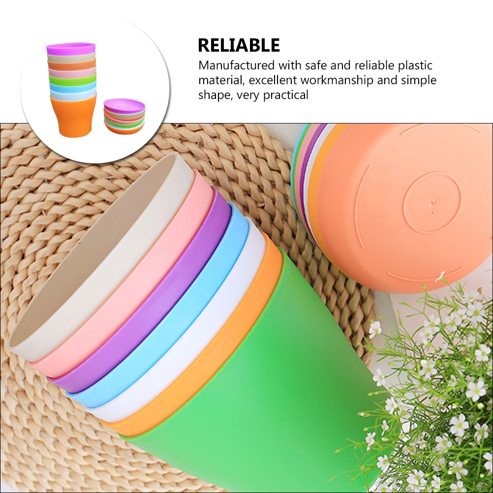 Plastic Flower Pot with Tray, Round Bonsai Planter, 8 Pack P1717