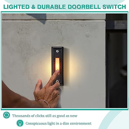 Wired Doorbell Chime with 2 Lighted Push Buttons, 16V 10VA, Front and Rear Door Chime Kit Q292601