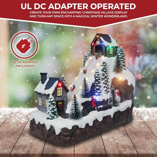 Lighted Musical Snow Village with Animated Kids Sledding A3584