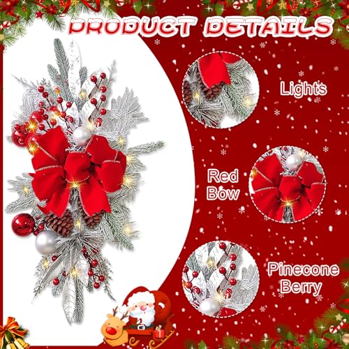 Prelit Teardrop Christmas Swag 24 Inch for Staircase Wall Window Decor L968037
