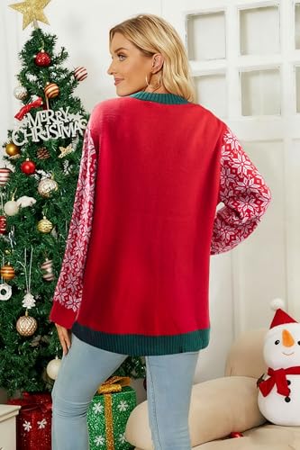 Funny Christmas Cardigan for Women Open Front Knit Coat W4033