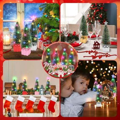 Mini Christmas Tree with Lights, 4 Pack Tabletop LED Decor X725022