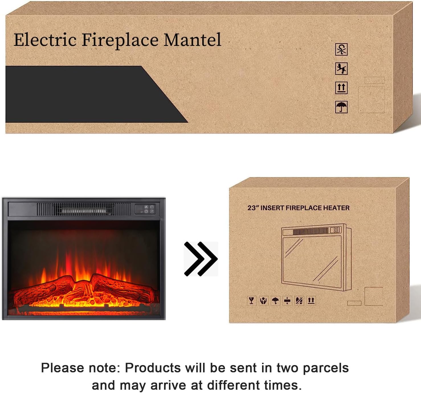 Carved Pilasters Electric Fireplace with Mantel, Freestanding Heater D90641