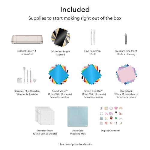 Smart Cutting Machine with Vinyl, Cardstock, Transfer Tape, and Tool Kit J544