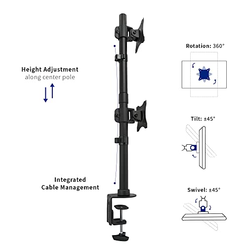 Dual Monitor Desk Mount Stand with Height Adjustment and VESA Plates for 2 LCD Ultrawide Screens up to 34 Inches K936
