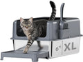 High-Sided Stainless Steel Cat Litter Box,Stainless Steel Litter Box with Lid,Extra Large Litter Box,Easy-to-Clean Metal Litter Pan for Cats (24''L X 16''W X 6''H with Scoop&mat)