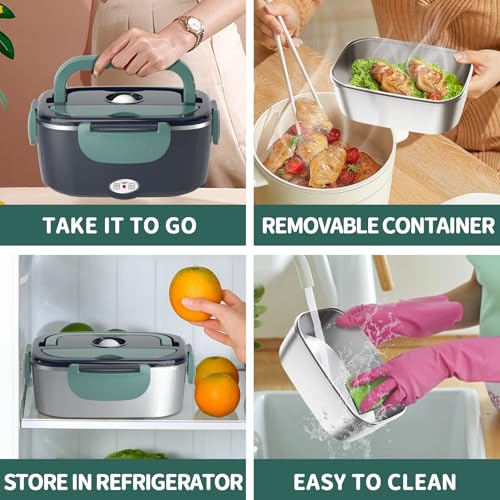 Portable Electric Heated Lunch Box 1.5L with Leak-Proof Lid Q85514