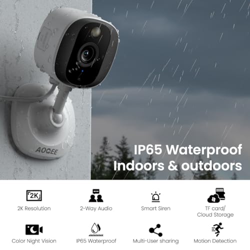 2K Home Security Camera, Indoor/Outdoor, Color Night Vision E889819