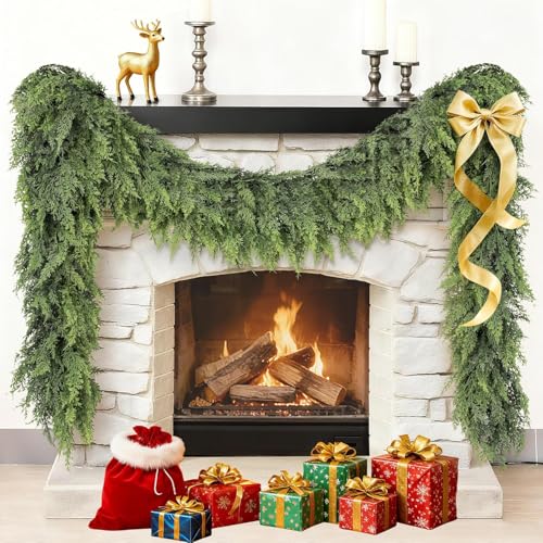 Real Touch Cedar Garland 9 ft for Mantle, Table, Stairs, Doorframe H3682
