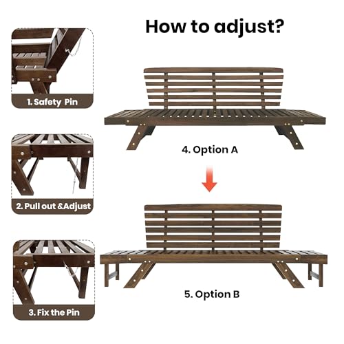 Adjustable Wooden Patio Daybed Sofa with Cushions and Pillows Z282954