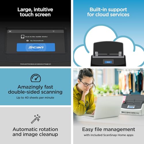 Wireless Document Scanner with Touchscreen and Auto Document Feeder F6657