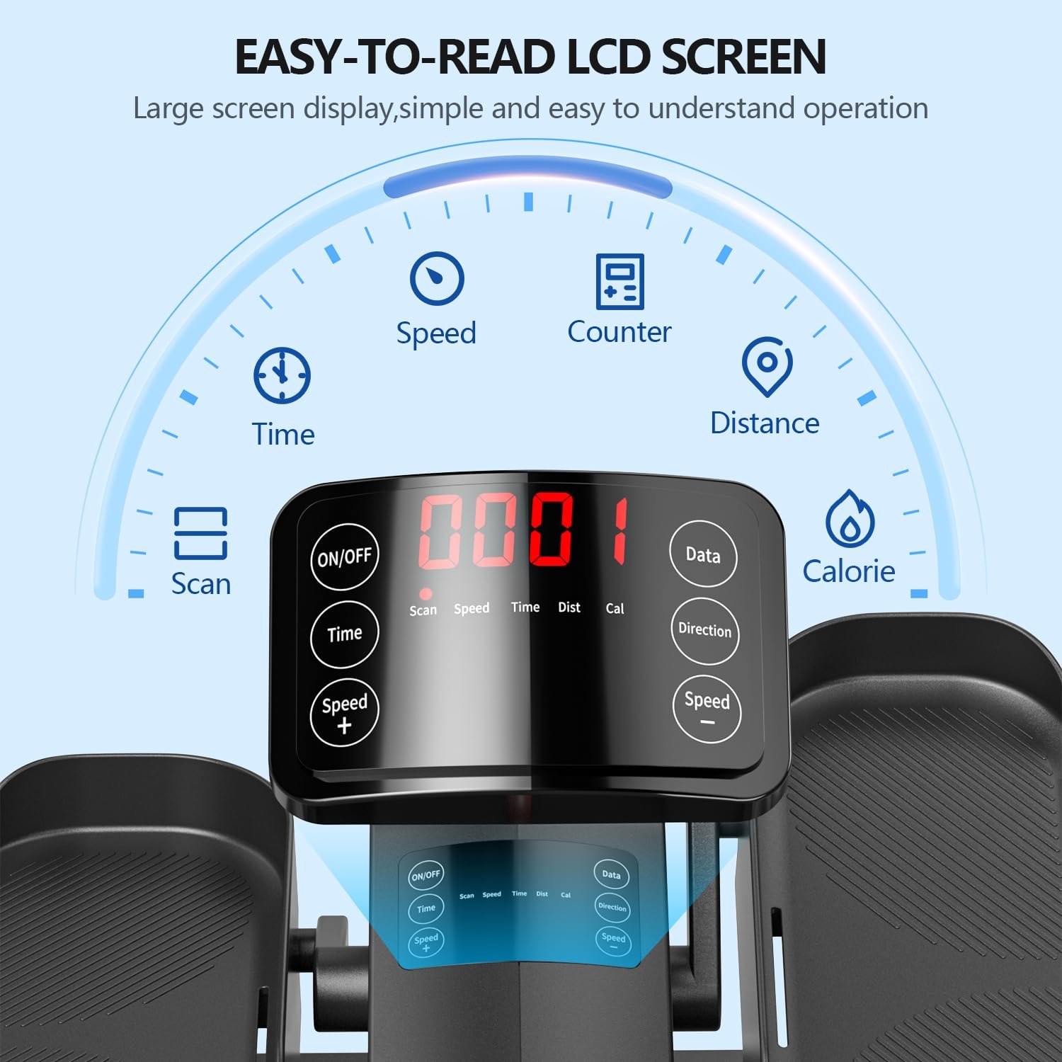 Under Desk Elliptical Machine for Seniors, Quiet & Portable Seated Pedal Exerciser B6108
