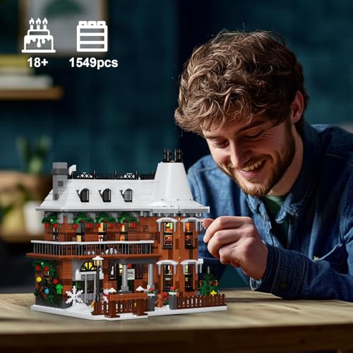 Christmas Snow House Building Blocks with LED Light, 1549 Pieces C889388