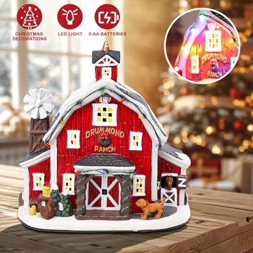 Ceramic Christmas Houses with Warm LED Light Y89884