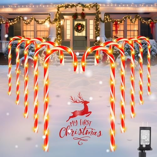 Solar Candy Cane Lights Outdoor Pathway, 8 Modes LED Christmas Decorations Z884