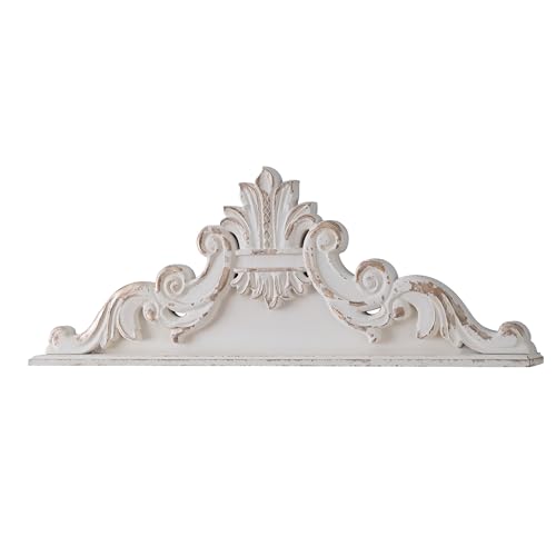 39 inch Floral Carved Wall Sculptures French Country White Wood Wall Art W461