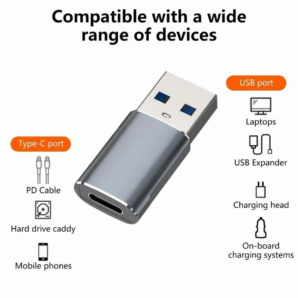 USB-C Female to USB-A Male Adapter for Data Transfer and Charging J870352