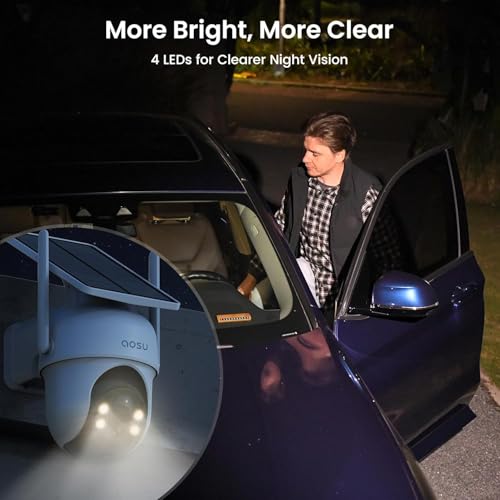 Wireless Outdoor Security Cameras, 4-Cam Kit, Solar Powered, 360° Pan & Tilt, 2K Color Night Vision M4408