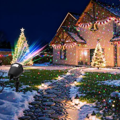 Christmas Laser Projector Lights Outdoor, Red and Green Stars, IP65 Waterproof V836077