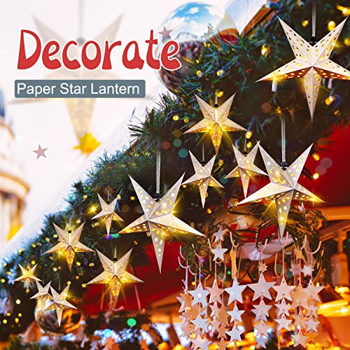 20 Set Christmas Paper Star Lanterns with LED Lights Hanging Decor N8251