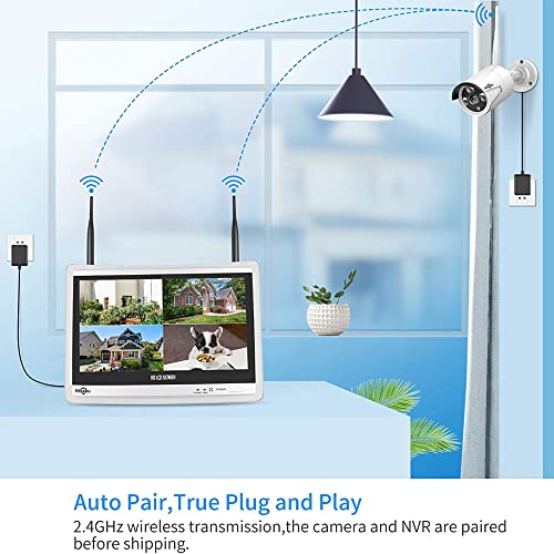 Wireless Security Camera System, 16CH 4K NVR, 4Pcs 3MP WiFi Cameras, Night Vision, Motion Detection, 1TB HDD P9721