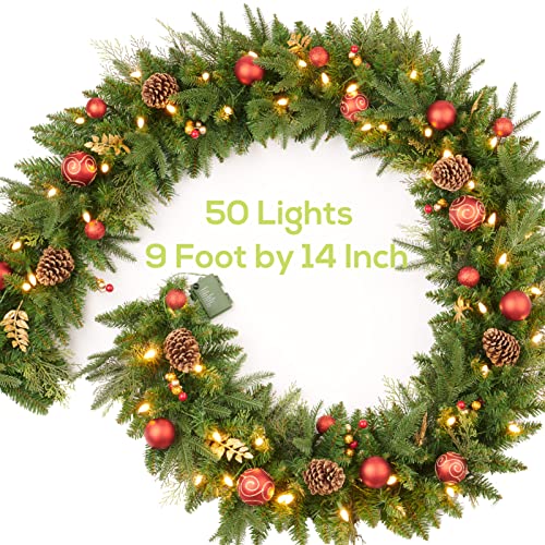 Pre-lit Christmas Garland 9ft with 50 LED Lights B458889