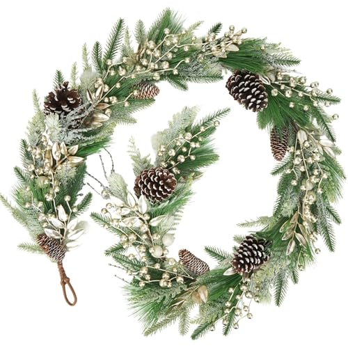 6.6 ft Christmas Garland with Faux Cedar and Glitter Berry P303