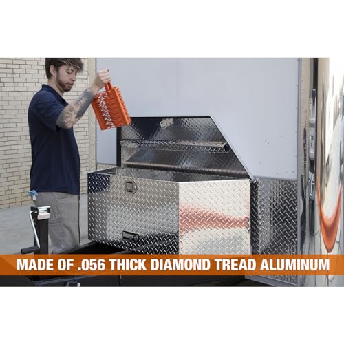 Aluminum Trailer Tongue Tool Box, 18.3 x 16.1 x 33.4 Inch, Silver Diamond Tread R156934