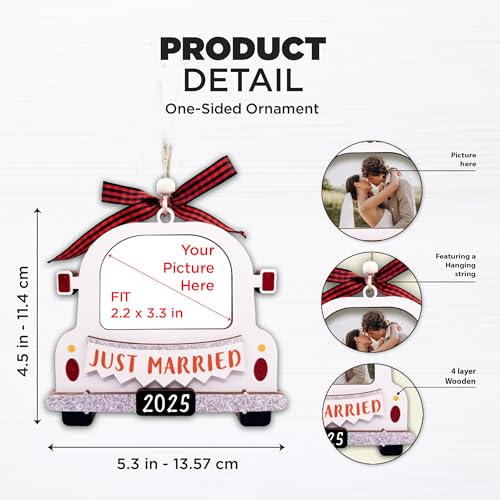 Christmas Ornament Picture Frame - Wooden Landscape Photo Frame for Tree U347