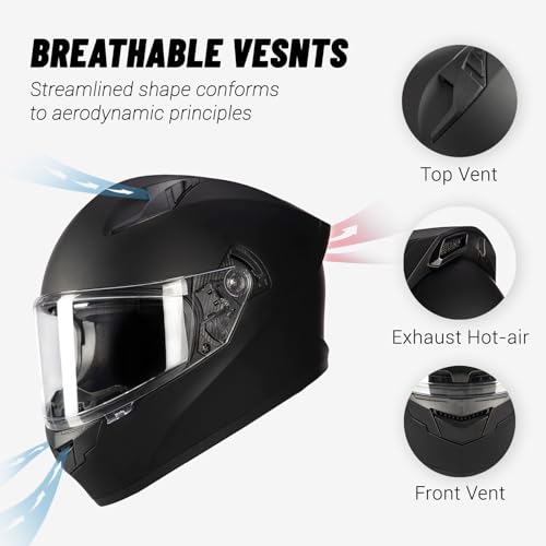Full Face Motorcycle Helmet with Visor, Lightweight for Adults J585029