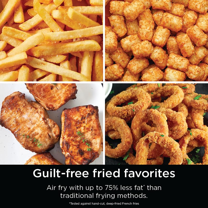 Air Fryer, 8 QT DoubleStack 2-Basket, Space Saving Design, 6-in-1, Roast & Bake, Dishwasher Safe Parts, Black N43591