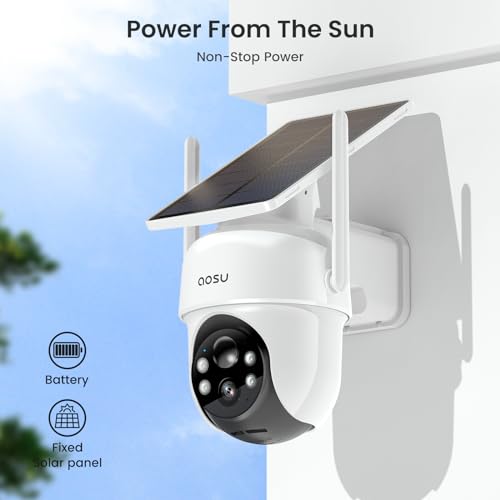 Wireless Outdoor Security Cameras, 4-Cam Kit, Solar Powered, 360° Pan & Tilt, 2K Color Night Vision M4408