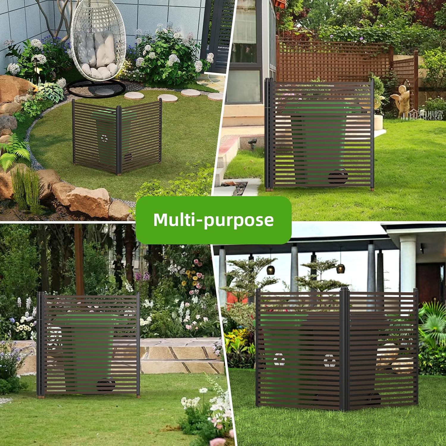 Metal Privacy Screen for Outdoor Terrace, 43x47 inches, 2 Panels S597224