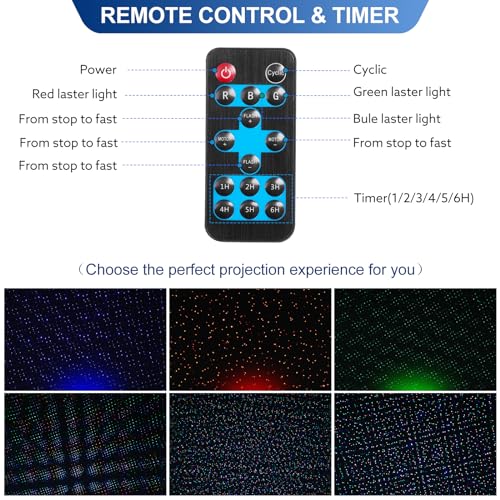 Outdoor RGB Laser Projector with Starry Sky & Firefly Effects, RF Control, IP65 for Holiday Garden Decor B94881