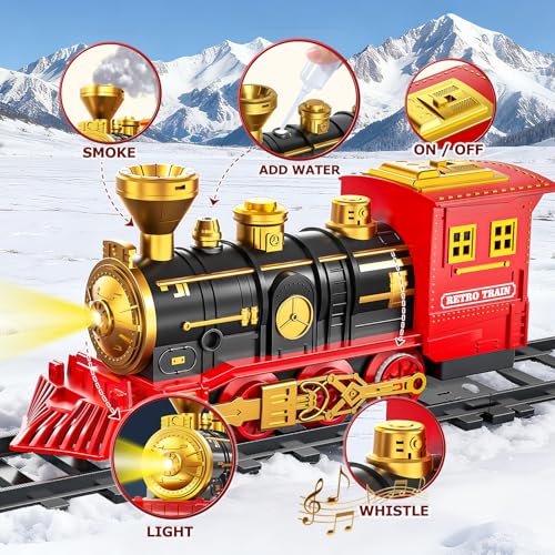 Electric Train Set for Kids with Smoke, Light and Sound, DIY Tracks L560