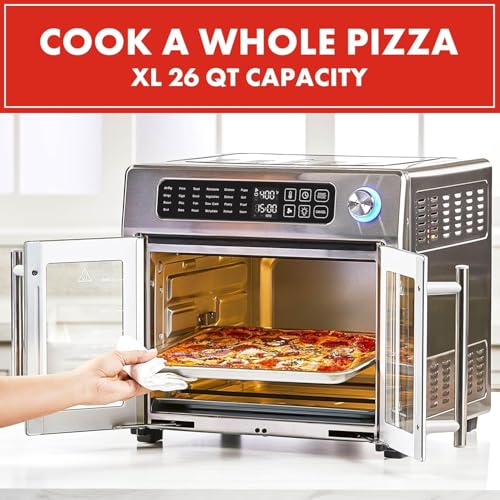 Extra Large French Door Air Fryer Toaster Oven Combo, 26QT Capacity, Stainless Steel Finish O2365