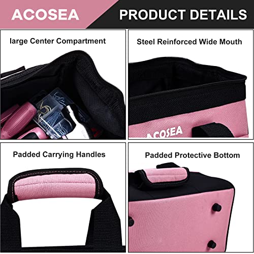 Pink Tool Bag, 13 Inch with 12 Storage Pockets Y313