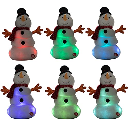 Animated Christmas Snowman Plush with LED Lights, Musical Toy for Kids, 13 Inch J154