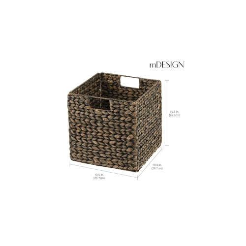 Natural Woven Hyacinth Cube Organizer Basket with Handles, 8 Pack, Black Wash H8387