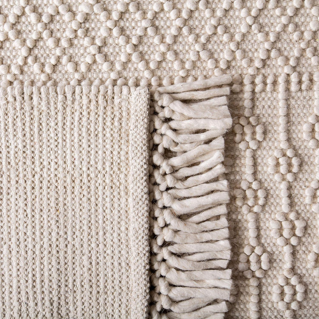 Handmade Moroccan Wool Fringe Accent Rug - 2' x 3', Ivory U241