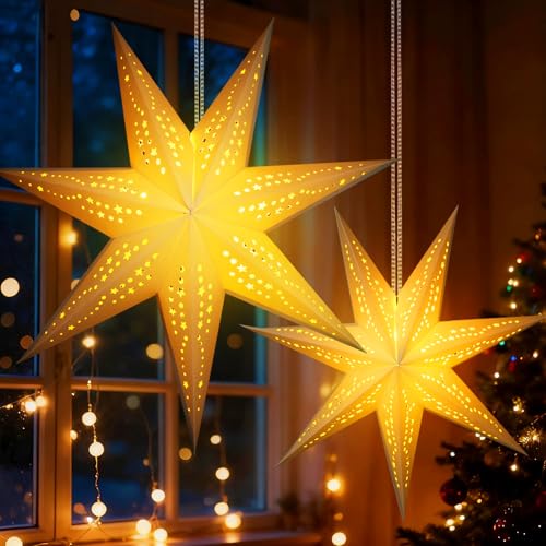 Christmas Paper Snowflake Lanterns with LED Lights for Holiday Party Decor A55544