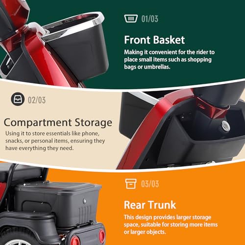 Heavy-Duty 4-Wheel Mobility Scooter for Seniors, 500 lbs Capacity, 3-Speed Mode J807194