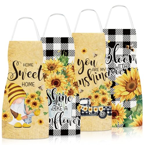 4Pcs Christmas Aprons Pink Xmas Tree Santa Deer Buffalo Plaid Adjustable Kitchen Cooking O6302