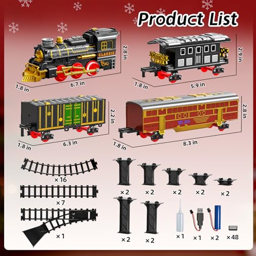 Electric Train Set for Kids with Smoke, Light and Sound, DIY Tracks L560
